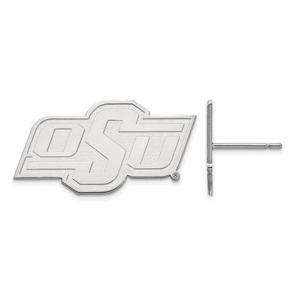 Sterling Silver Rhodium Plated Logoart Oklahoma State University O S U Small Post Earrings