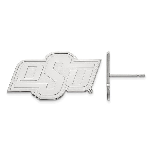 Sterling Silver Rhodium Plated Logoart Oklahoma State University O S U Small Post Earrings