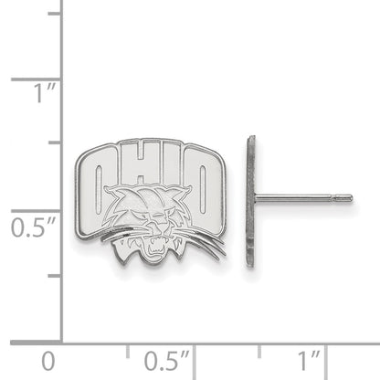 Sterling Silver Rhodium Plated Logoart Ohio University Small Post Earrings