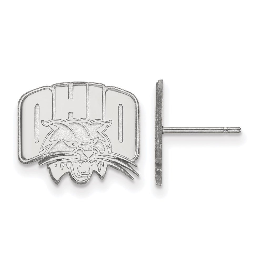 Sterling Silver Rhodium Plated Logoart Ohio University Small Post Earrings