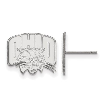 Sterling Silver Rhodium Plated Logoart Ohio University Small Post Earrings