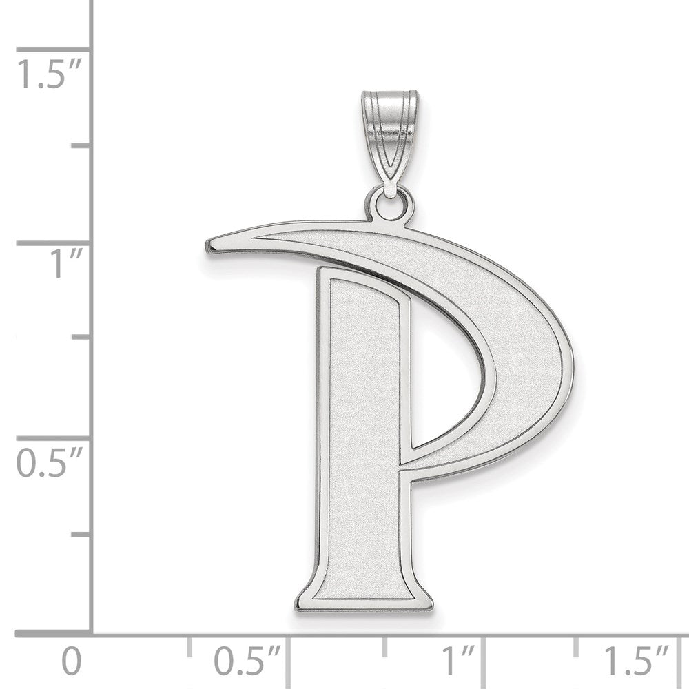 Sterling Silver Rhodium Plated Logoart Pepperdine University Letter P Extra Large Pendant