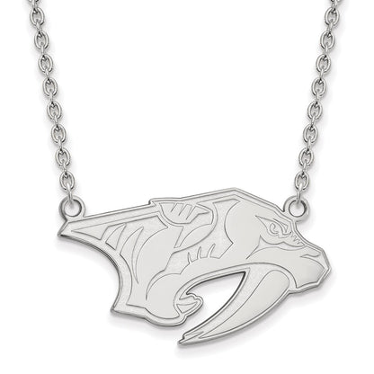 14K White Gold Nhl Logoart Nashville Predators Large Pendant 18 Inch Necklace