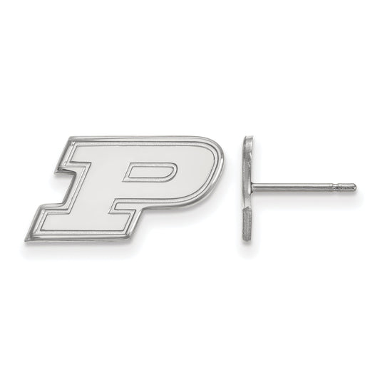 Sterling Silver Rhodium Plated Logoart Purdue University Letter P Extra Small Post Earrings