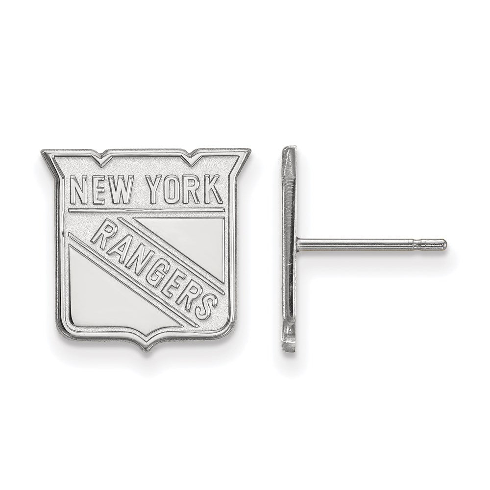 10K White Gold Nhl Logoart New York Rangers Small Post Earrings