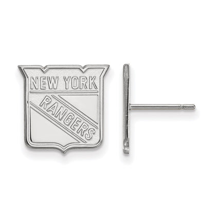 10K White Gold Nhl Logoart New York Rangers Small Post Earrings