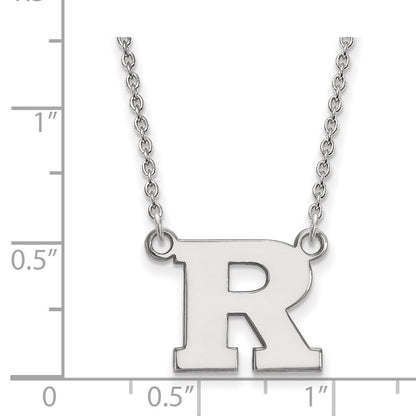 10K White Gold Logoart Rutgers University Letter R Small Pendant 18 Inch Necklace