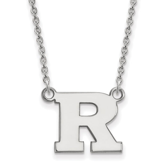 14K White Gold Logoart Rutgers University Letter R Small Pendant 18 Inch Necklace
