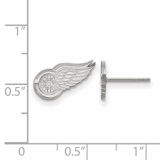 Sterling Silver Rhodium Plated Nhl Logoart Detroit Red Wings Extra Small Post Earrings