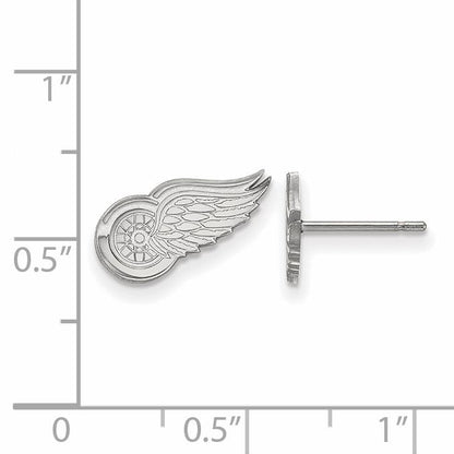 Sterling Silver Rhodium Plated Nhl Logoart Detroit Red Wings Extra Small Post Earrings