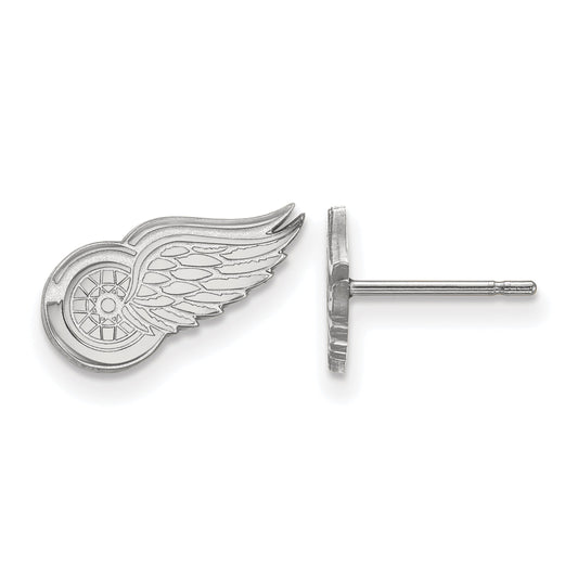 Sterling Silver Rhodium Plated Nhl Logoart Detroit Red Wings Extra Small Post Earrings