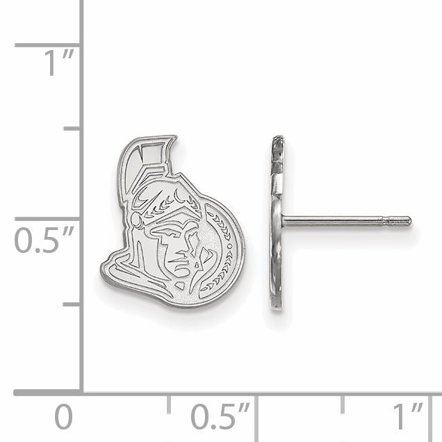 Sterling Silver Rhodium Plated Nhl Logoart Ottawa Senators Small Post Earrings