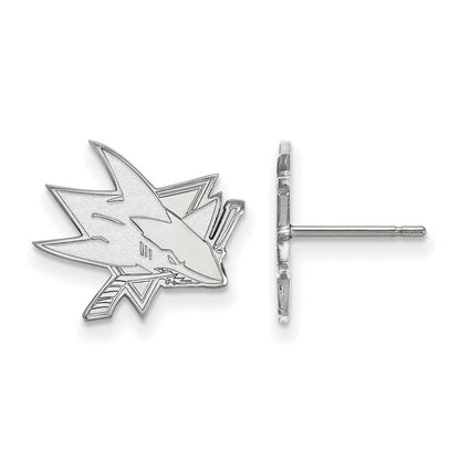 Sterling Silver Rhodium Plated Nhl Logoart San Jose Sharks Small Post Earrings