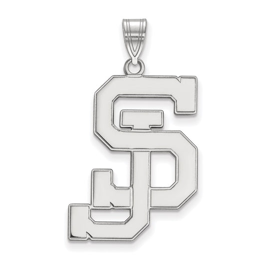 14K White Gold Logoart San Jose State University S J Extra Large Pendant