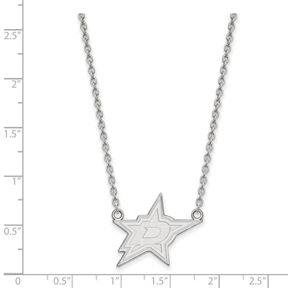 Sterling Silver Rhodium Plated Nhl Logoart Dallas Stars Large Pendant 18 Inch Necklace