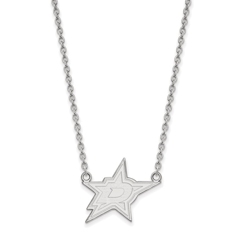 14K White Gold Nhl Logoart Dallas Stars Large Pendant 18 Inch Necklace