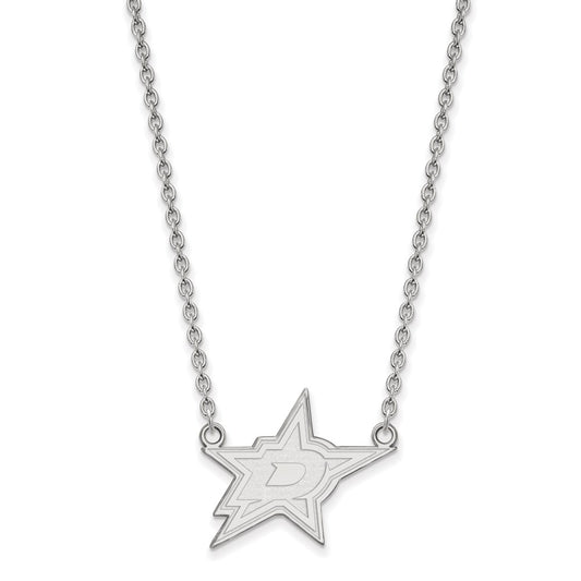 14K White Gold Nhl Logoart Dallas Stars Large Pendant 18 Inch Necklace