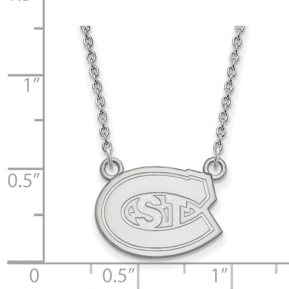 Sterling Silver Rhodium Plated Logoart St. Cloud State University Small Pendant 18 Inch Necklace