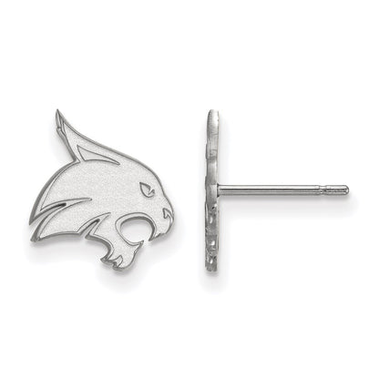 14K White Gold Logoart Texas State University Bobcat Small Post Earrings