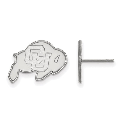 10K White Gold Logoart University Of Colorado Buffalo Small Post Earrings
