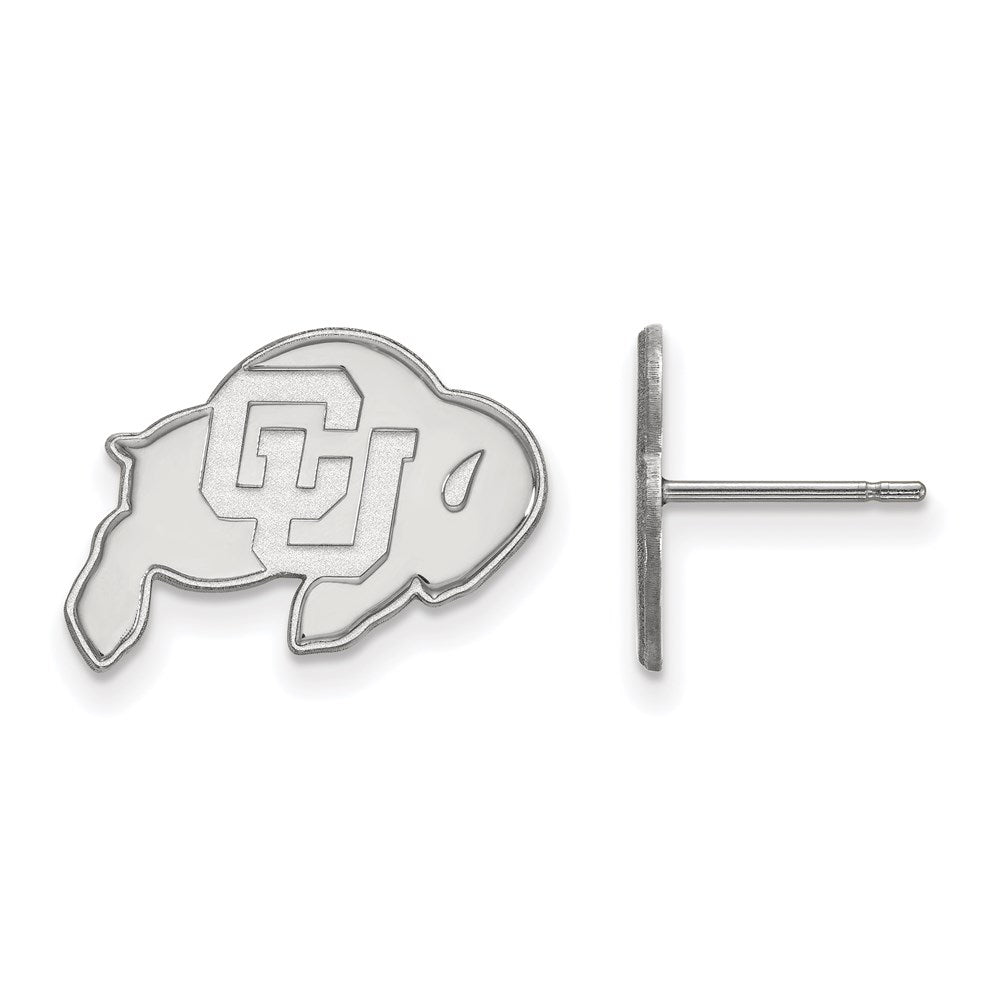 14K White Gold Logoart University Of Colorado Buffalo Small Post Earrings