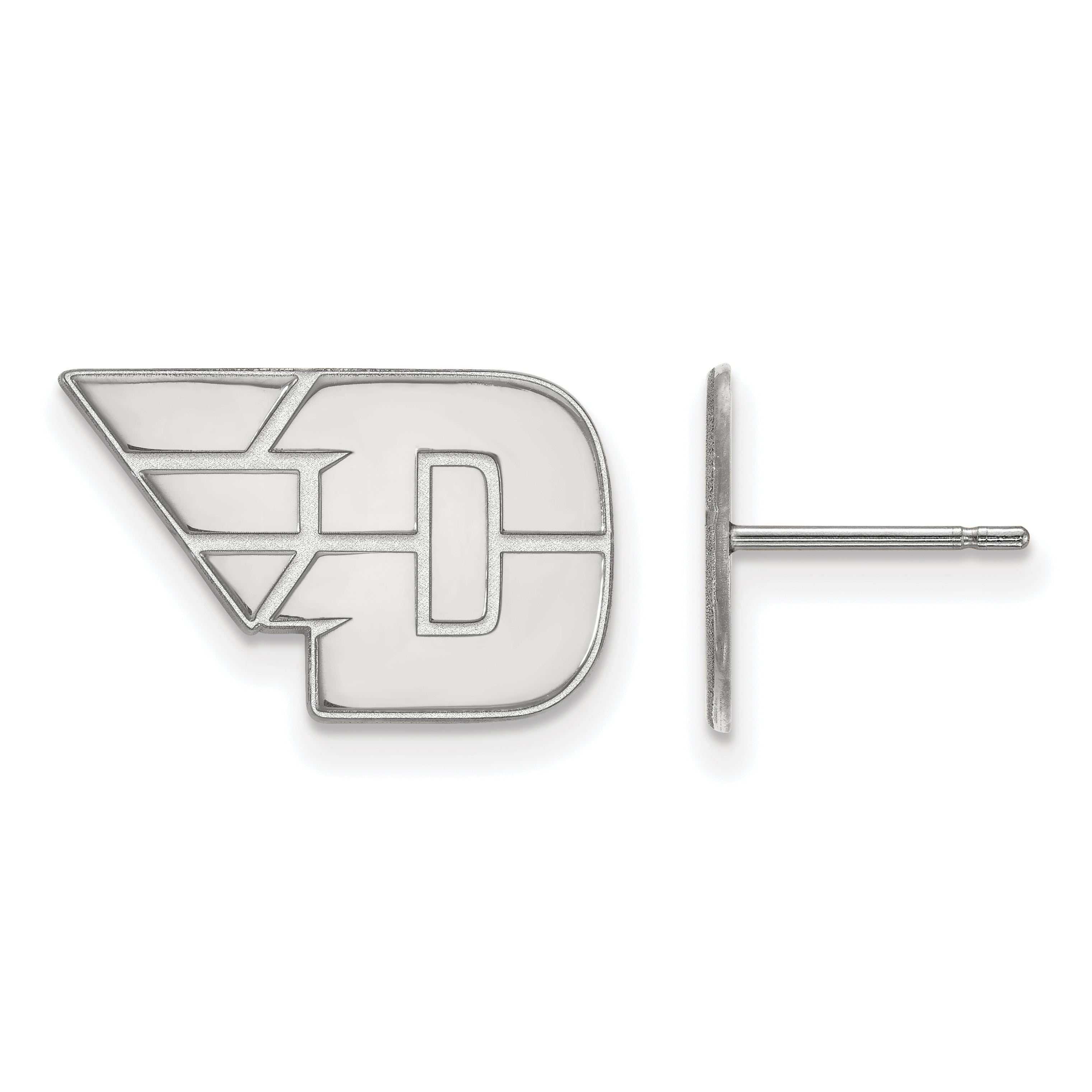 Sterling Silver Rhodium Plated Logoart University Of Dayton Small Post Earrings