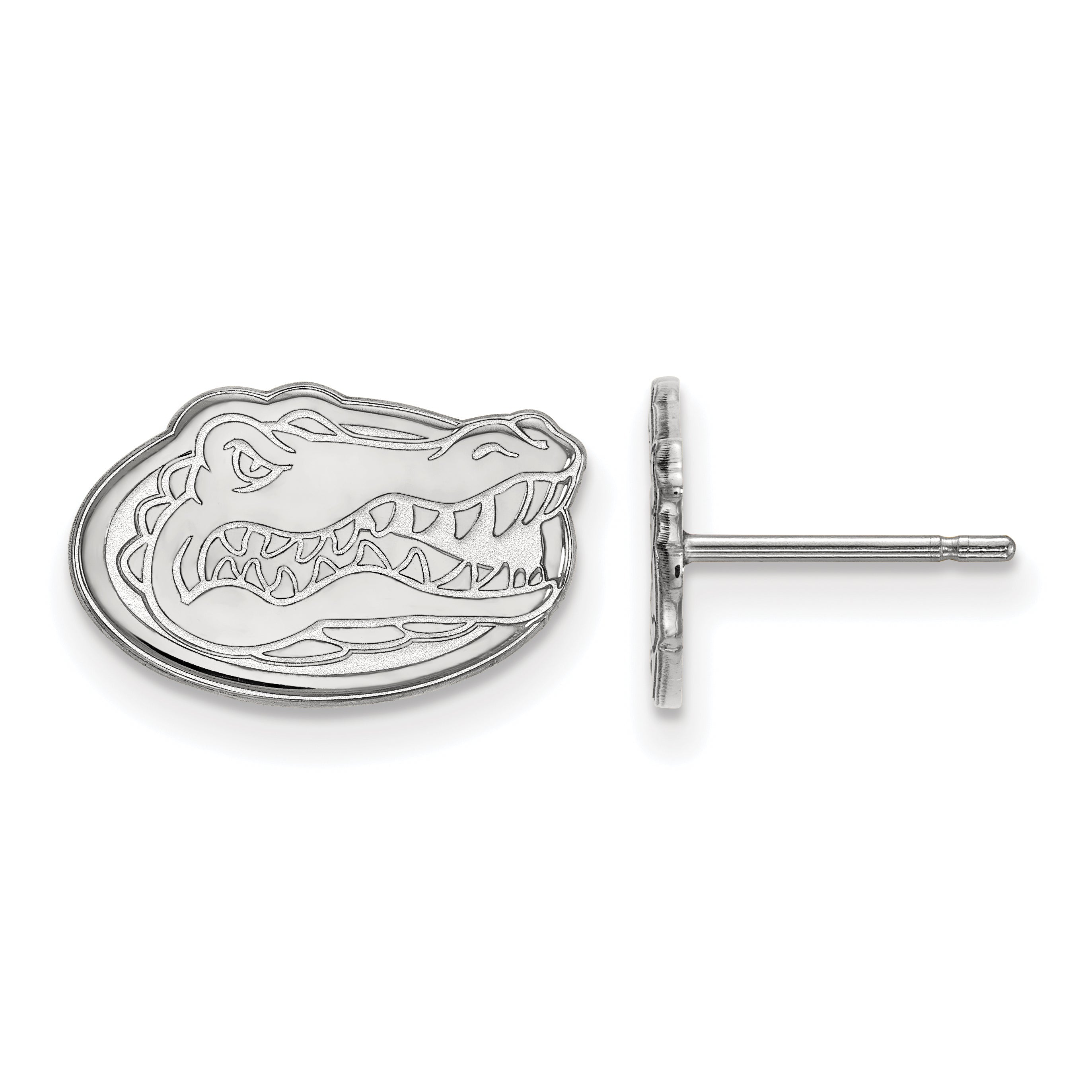 Sterling Silver Rhodium Plated Logoart University Of Florida Gator Extra Small Post Earrings