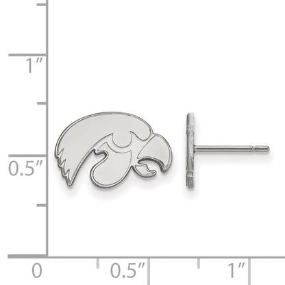 14K White Gold Logoart University Of Iowa Hawk Extra Small Post Earrings