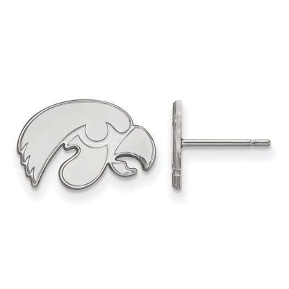 Sterling Silver Rhodium Plated Logoart University Of Iowa Hawk Extra Small Post Earrings