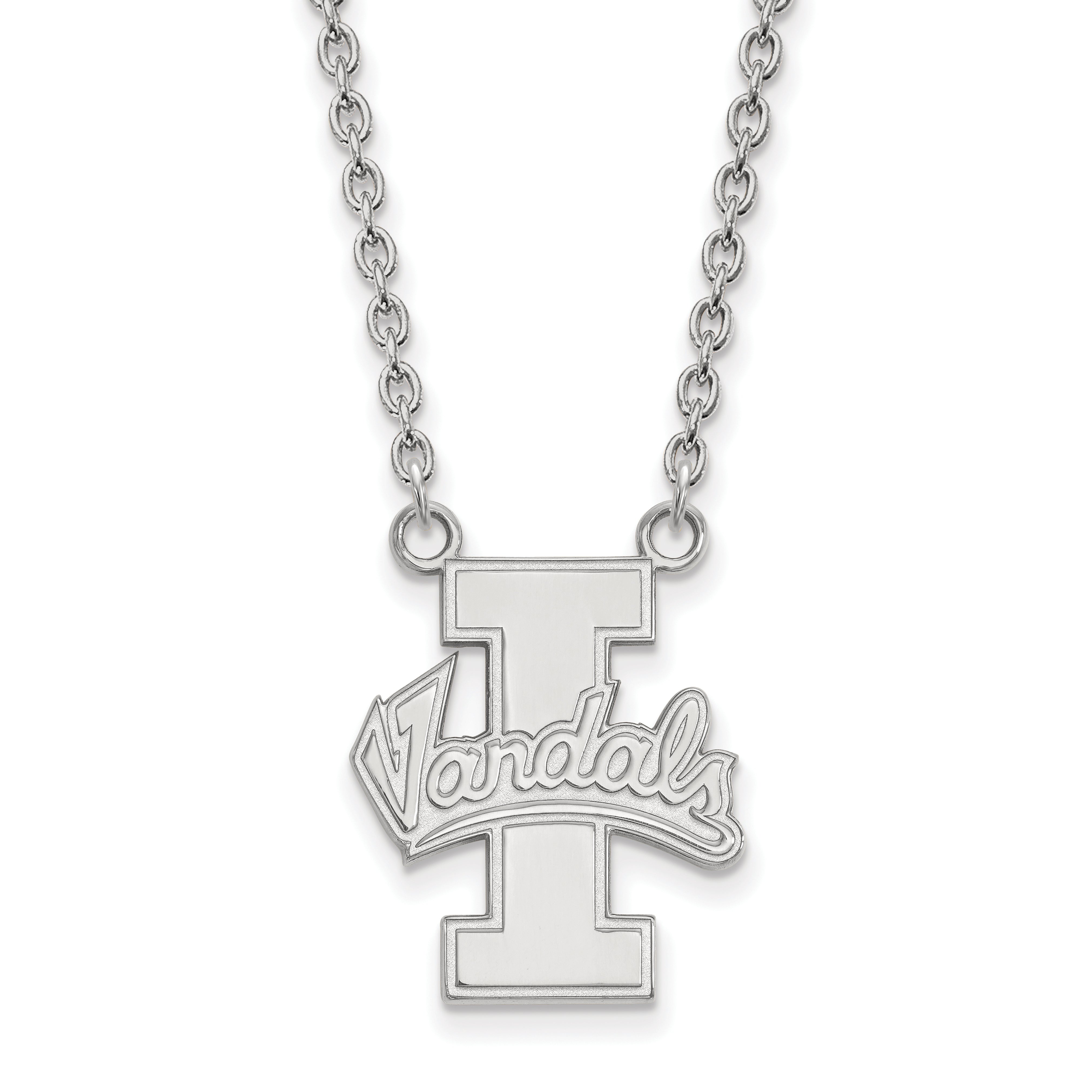 Sterling Silver Rhodium Plated Logoart University Of Idaho Vandals Large Pendant 18 Inch Necklace