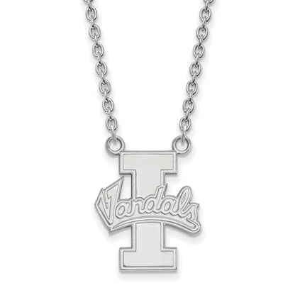 Sterling Silver Rhodium Plated Logoart University Of Idaho Vandals Large Pendant 18 Inch Necklace