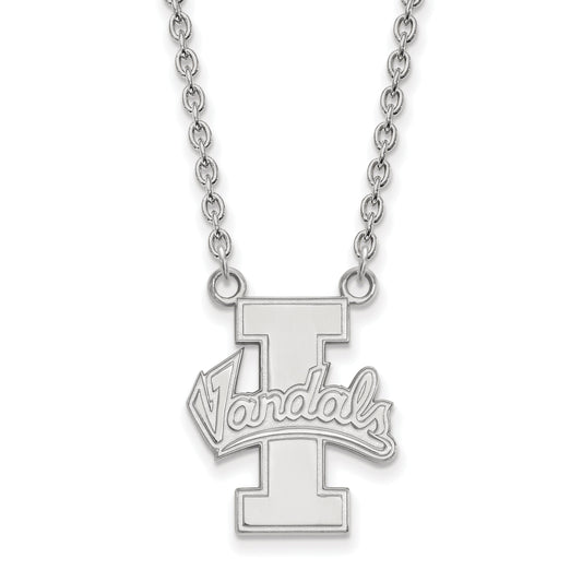 Sterling Silver Rhodium Plated Logoart University Of Idaho Vandals Large Pendant 18 Inch Necklace