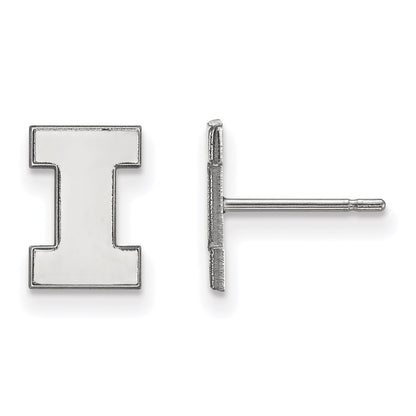 Sterling Silver Rhodium Plated Logoart University Of Illinois Letter I Extra Small Post Earrings