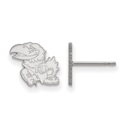 14K White Gold Logoart University Of Kansas Jayhawk Extra Small Post Earrings