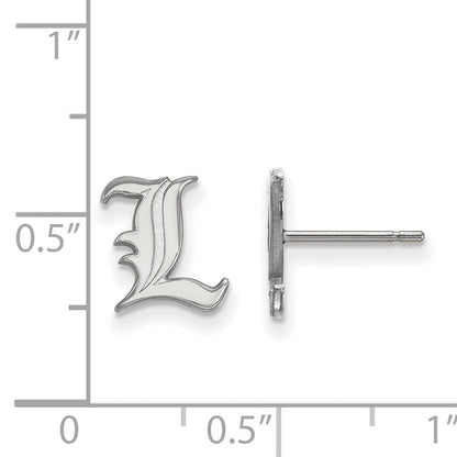 Sterling Silver Rhodium Plated Logoart University Of Louisville Letter L Extra Small Post Earrings