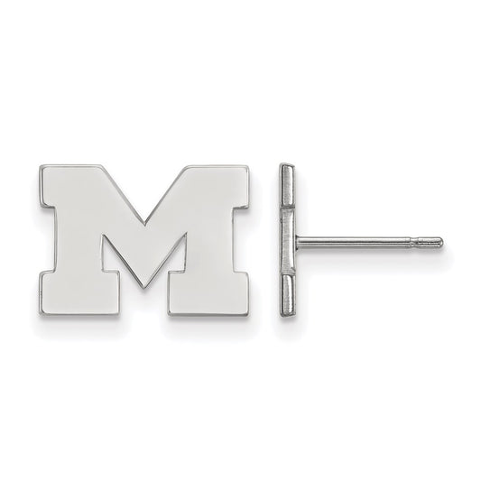 14K White Gold Logoart University Of Michigan Letter M Extra Small Post Earrings