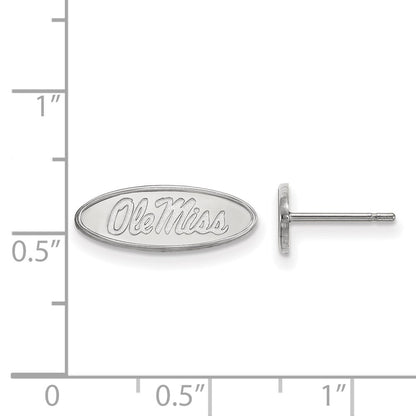 14K White Gold Logoart University Of Mississippi Ole Miss Oval Extra Small Post Earrings