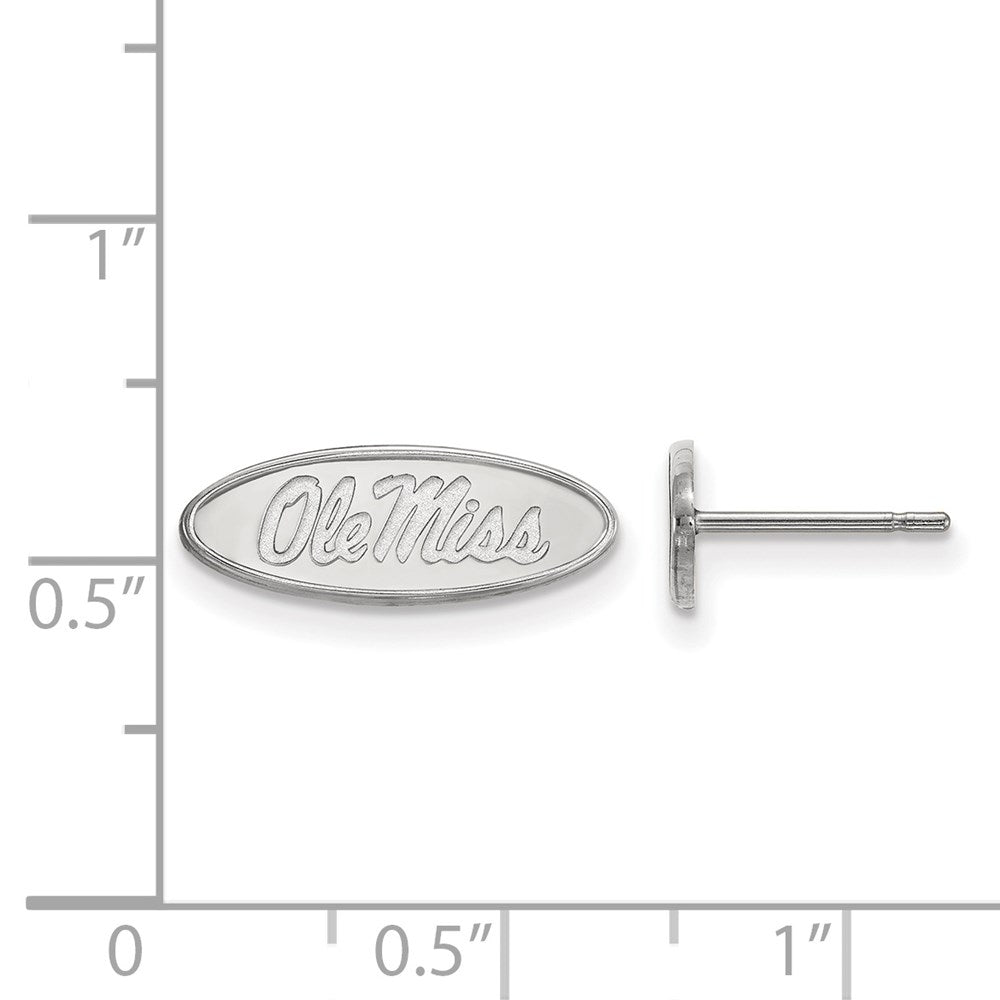 10K White Gold Logoart University Of Mississippi Ole Miss Oval Extra Small Post Earrings
