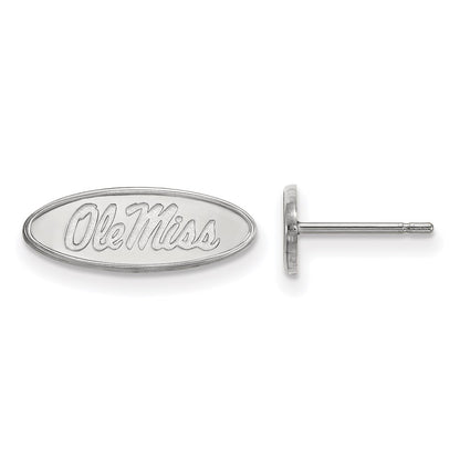 14K White Gold Logoart University Of Mississippi Ole Miss Oval Extra Small Post Earrings