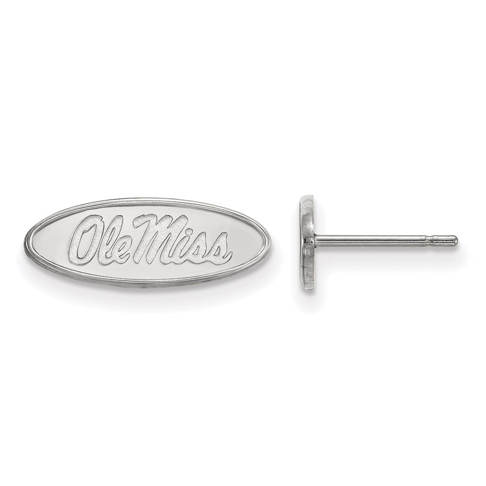 10K White Gold Logoart University Of Mississippi Ole Miss Oval Extra Small Post Earrings