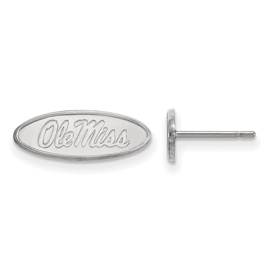 Sterling Silver Rhodium Plated Logoart University Of Mississippi Ole Miss Oval Extra Small Post Earrings