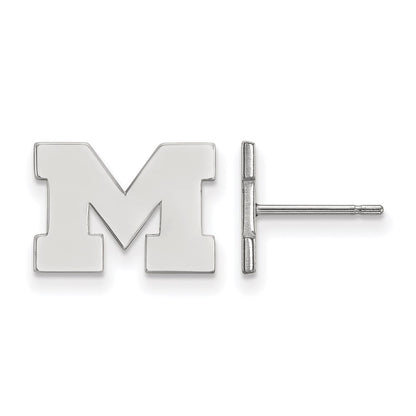 10K White Gold Logoart University Of Michigan Letter M Extra Small Post Earrings