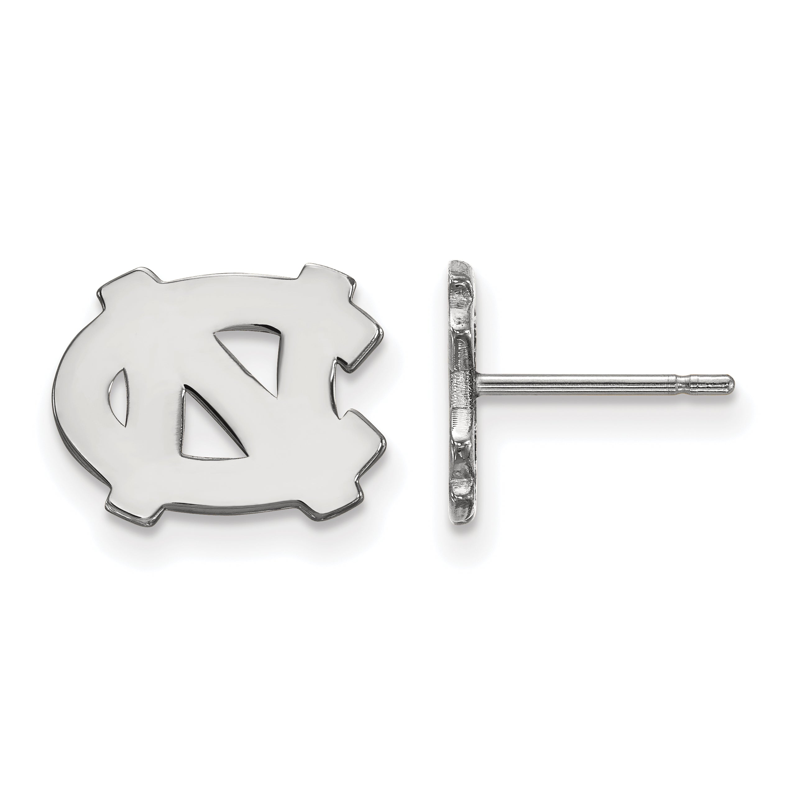 Sterling Silver Rhodium Plated Logoart University Of North Carolina N C Extra Small Post Earrings