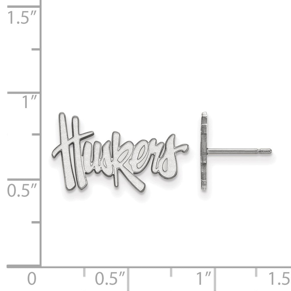 10K White Gold Logoart University Of Nebraska Huskers Small Post Earrings