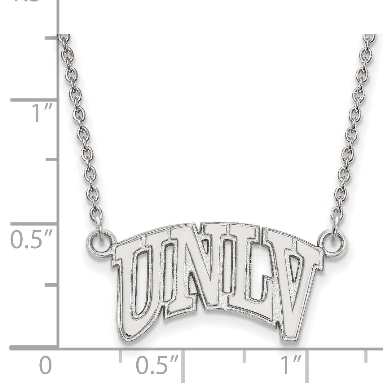 Sterling Silver Rhodium Plated Logoart University Of Nevada Las Vegas U N L V Small Pendant 18 Inch Necklace