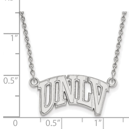 Sterling Silver Rhodium Plated Logoart University Of Nevada Las Vegas U N L V Small Pendant 18 Inch Necklace