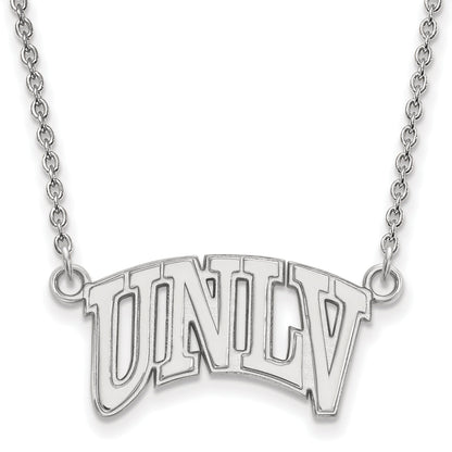 Sterling Silver Rhodium Plated Logoart University Of Nevada Las Vegas U N L V Small Pendant 18 Inch Necklace