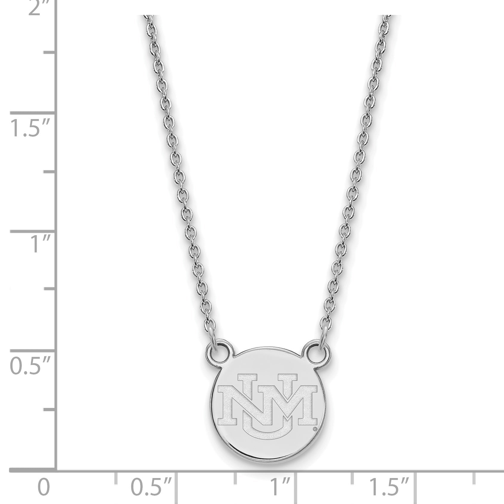 Sterling Silver Rhodium Plated Logoart University Of New Mexico Small Pendant 18 Inch Necklace