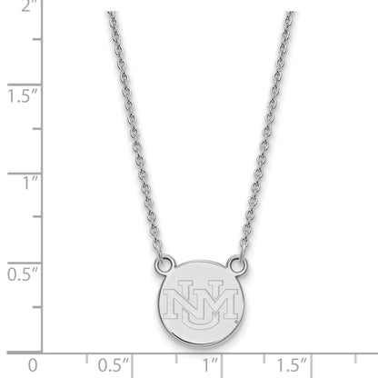 Sterling Silver Rhodium Plated Logoart University Of New Mexico Small Pendant 18 Inch Necklace