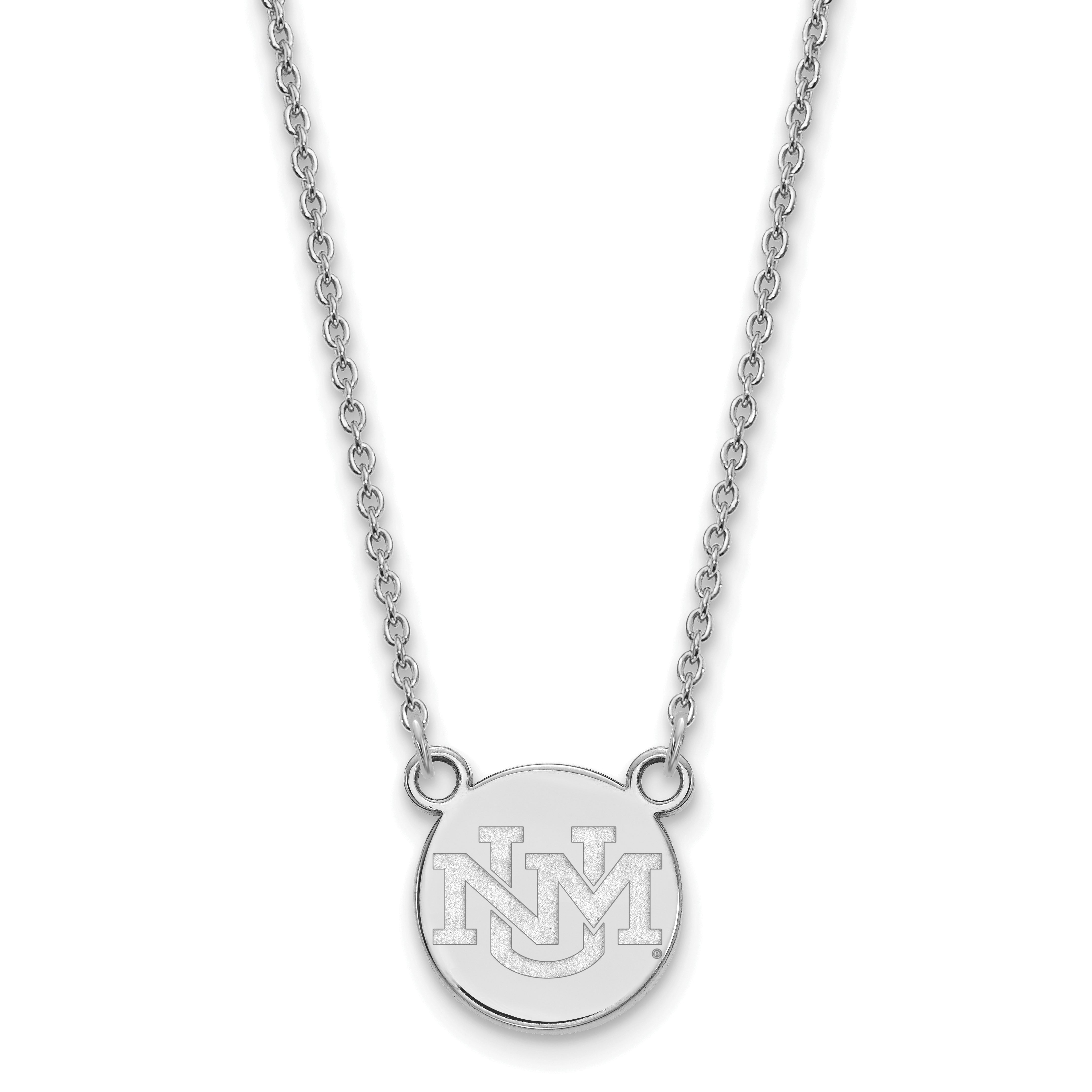 Sterling Silver Rhodium Plated Logoart University Of New Mexico Small Pendant 18 Inch Necklace